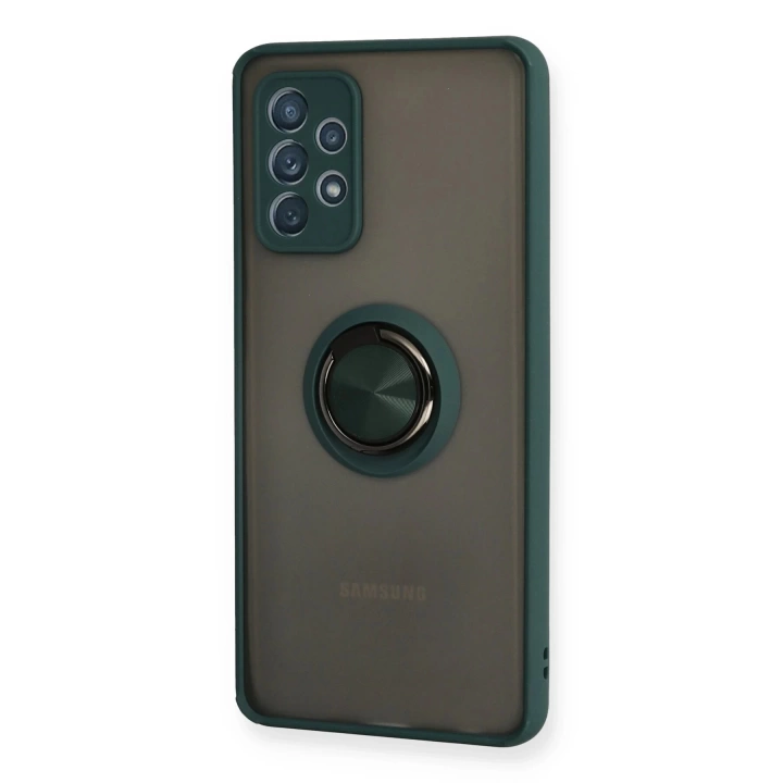 BFS  Samsung Galaxy A72 Kılıf Montreal Yüzüklü Silikon Kapak - Yeşil