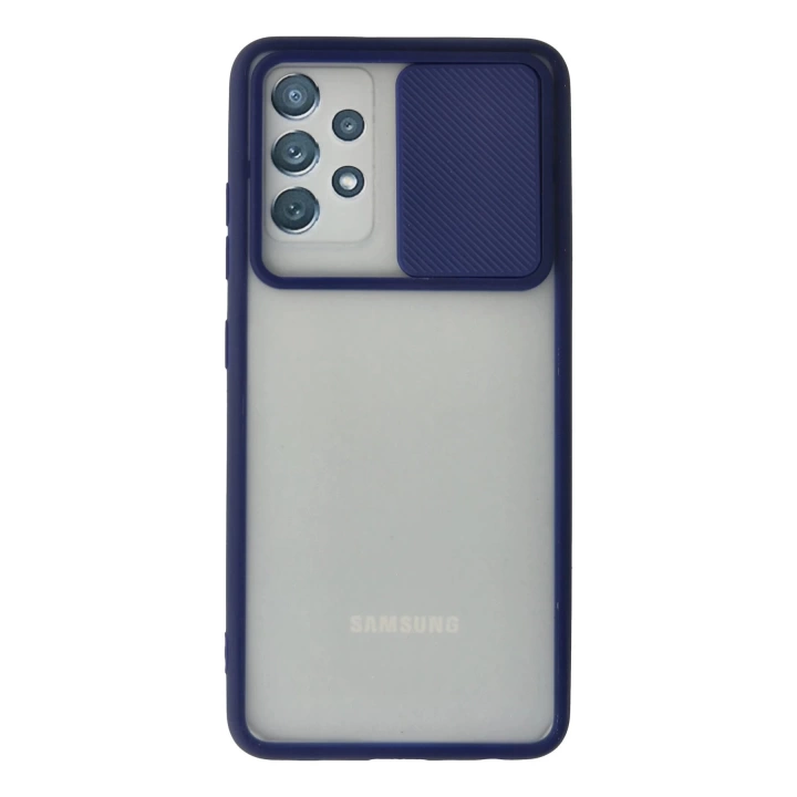 BFS  Samsung Galaxy A72 Kılıf Palm Buzlu Kamera Sürgülü Silikon - Lacivert