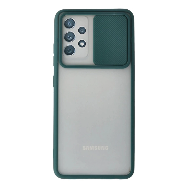 BFS  Samsung Galaxy A72 Kılıf Palm Buzlu Kamera Sürgülü Silikon - Yeşil