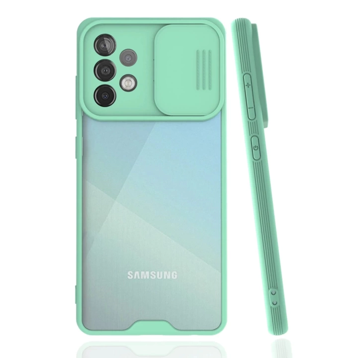 BFS  Samsung Galaxy A72 Kılıf Platin Kamera Koruma Silikon - Açık Yeşil