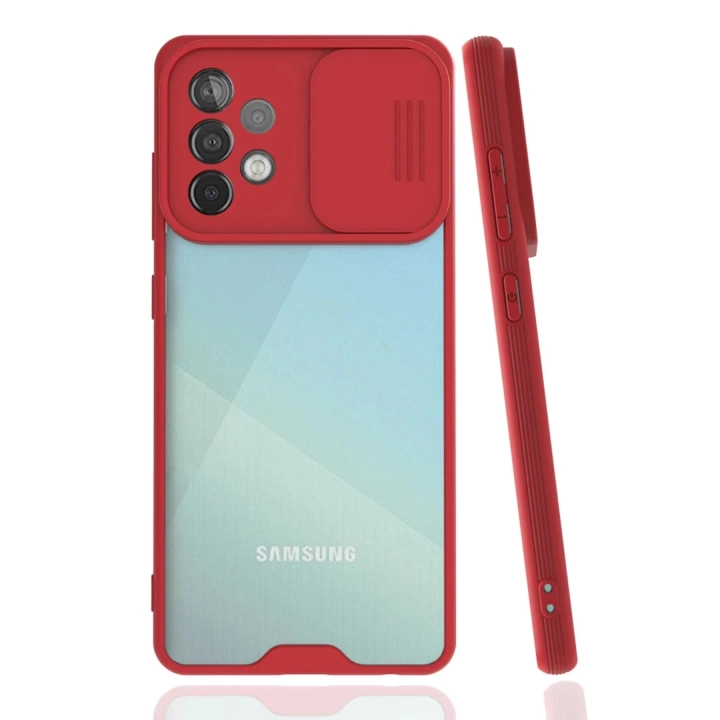 BFS  Samsung Galaxy A72 Kılıf Platin Kamera Koruma Silikon - Kırmızı