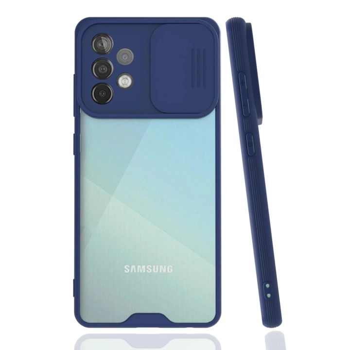 BFS  Samsung Galaxy A72 Kılıf Platin Kamera Koruma Silikon - Lacivert