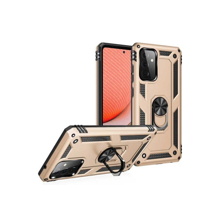 BFS  Samsung Galaxy A72 Kılıf Sofya Yüzüklü Silikon Kapak - Gold