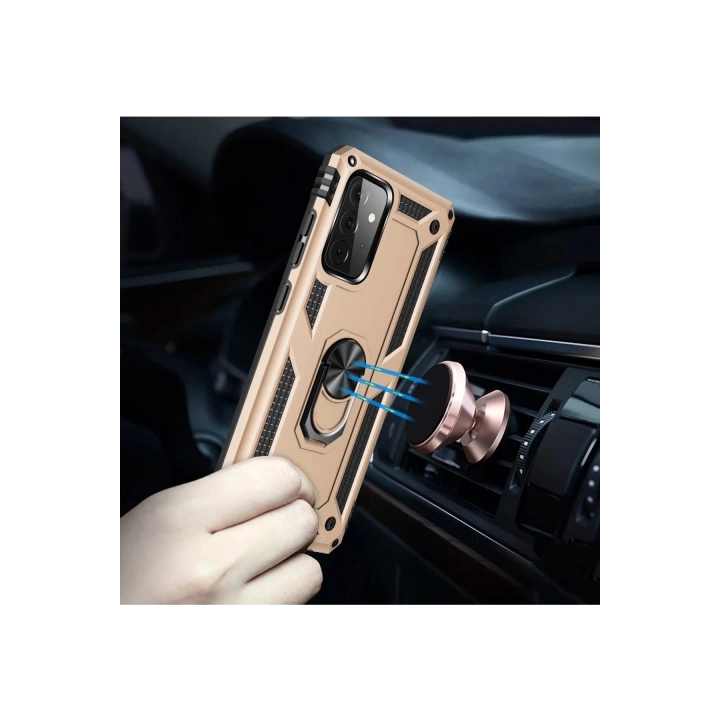 BFS  Samsung Galaxy A72 Kılıf Sofya Yüzüklü Silikon Kapak - Gold