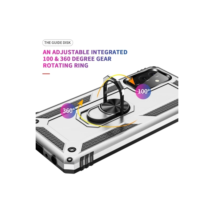 BFS  Samsung Galaxy A72 Kılıf Sofya Yüzüklü Silikon Kapak - Gümüş