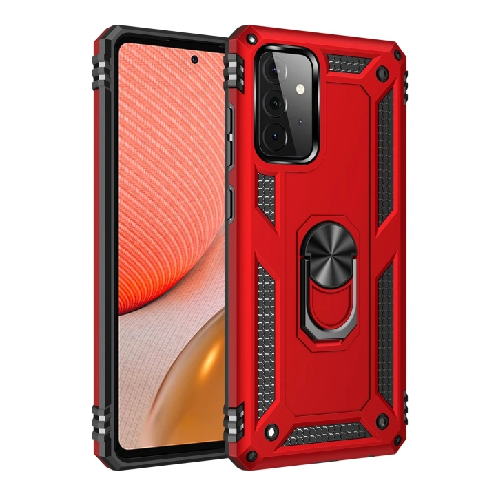 BFS  Samsung Galaxy A72 Kılıf Sofya Yüzüklü Silikon Kapak - Kırmızı