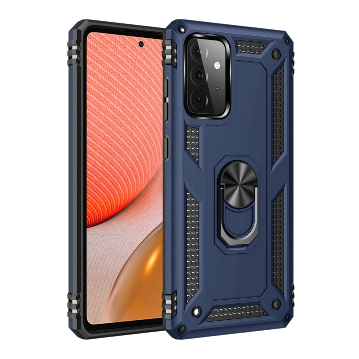 BFS  Samsung Galaxy A72 Kılıf Sofya Yüzüklü Silikon Kapak - Lacivert