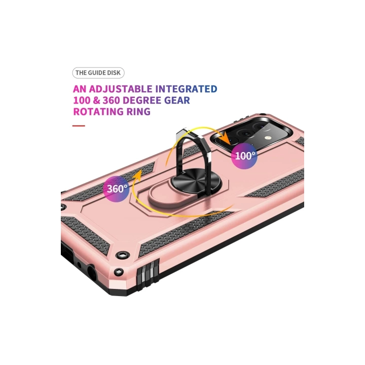 BFS  Samsung Galaxy A72 Kılıf Sofya Yüzüklü Silikon Kapak - Rose