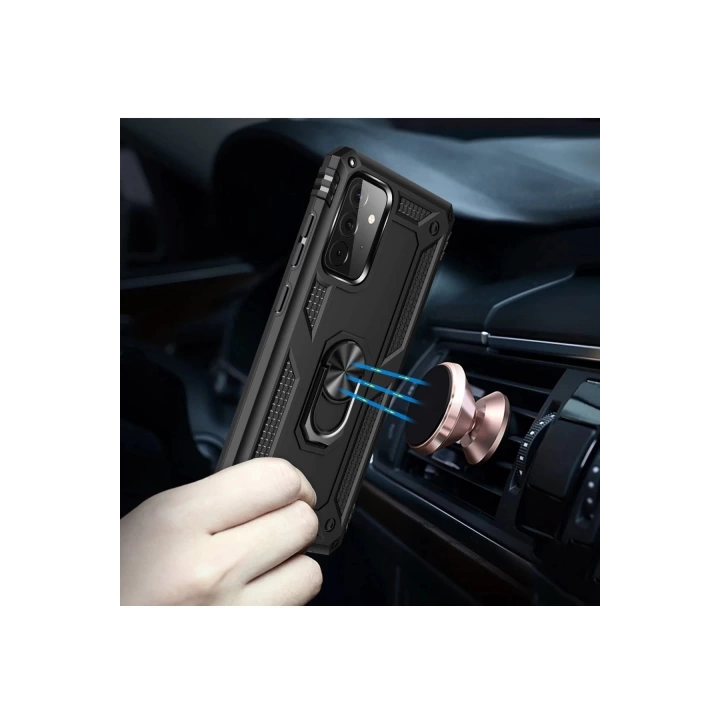 BFS  Samsung Galaxy A72 Kılıf Sofya Yüzüklü Silikon Kapak - Siyah