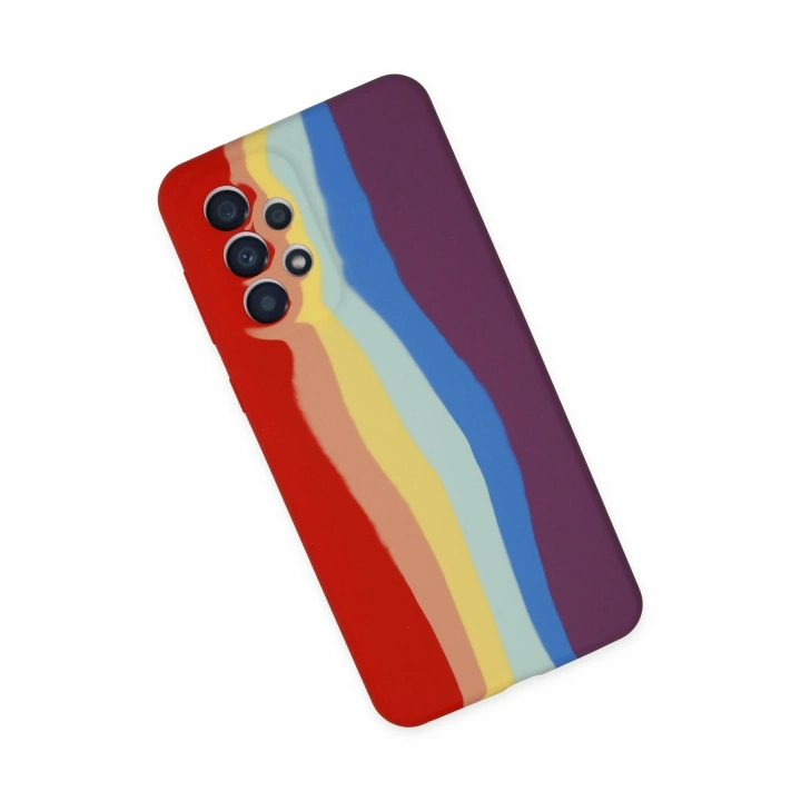 BFS  Samsung Galaxy A73 5G Kılıf Ebruli Lansman Silikon - Kırmızı-Mor