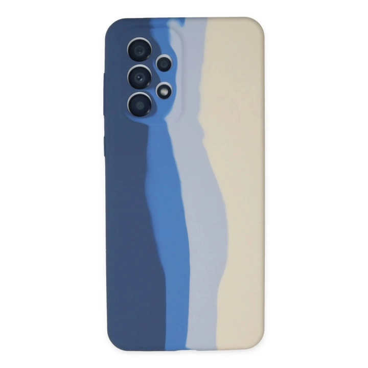 BFS  Samsung Galaxy A73 5G Kılıf Ebruli Lansman Silikon - Lacivert-Krem
