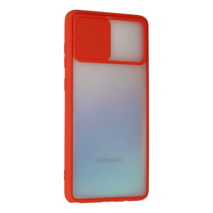 BFS  Samsung Galaxy A81 / Note 10 Lite Kılıf Palm Buzlu Kamera Sürgülü Silikon - Kırmızı