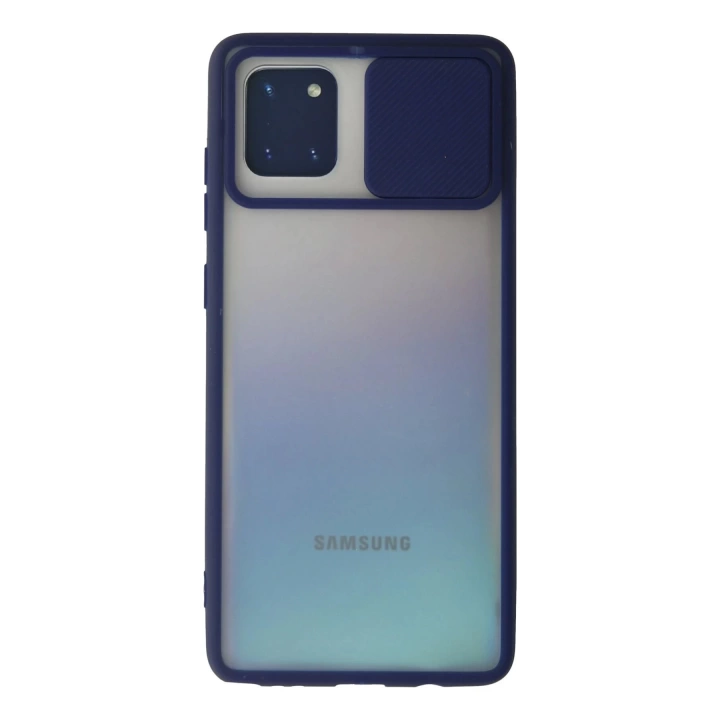 BFS  Samsung Galaxy A81 / Note 10 Lite Kılıf Palm Buzlu Kamera Sürgülü Silikon - Lacivert