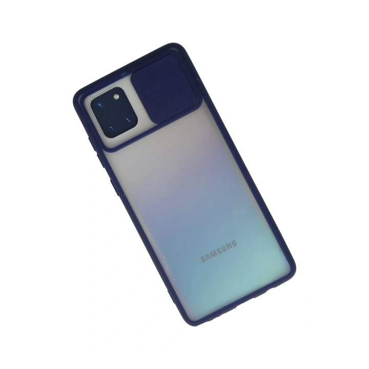 BFS  Samsung Galaxy A81 / Note 10 Lite Kılıf Palm Buzlu Kamera Sürgülü Silikon - Lacivert
