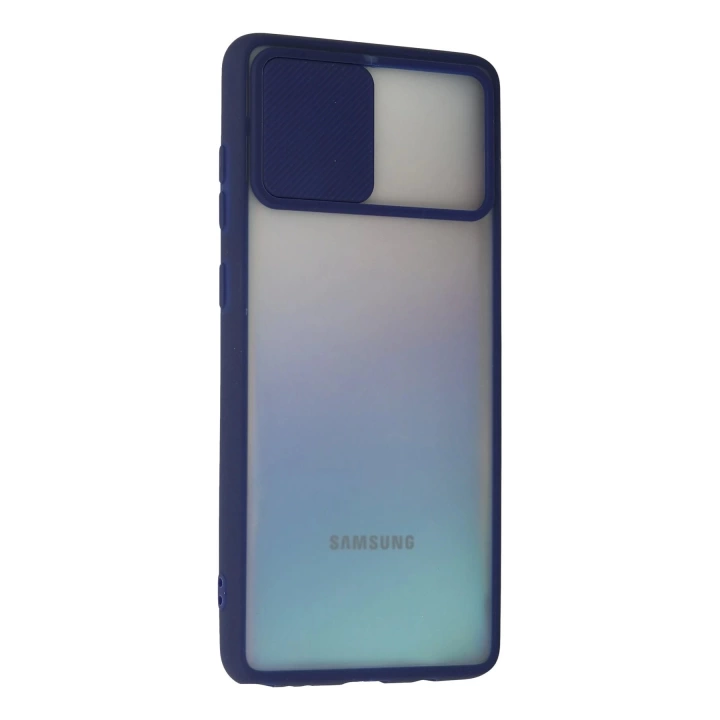 BFS  Samsung Galaxy A81 / Note 10 Lite Kılıf Palm Buzlu Kamera Sürgülü Silikon - Lacivert