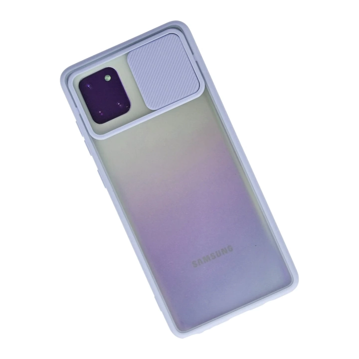 BFS  Samsung Galaxy A81 / Note 10 Lite Kılıf Palm Buzlu Kamera Sürgülü Silikon - Lila