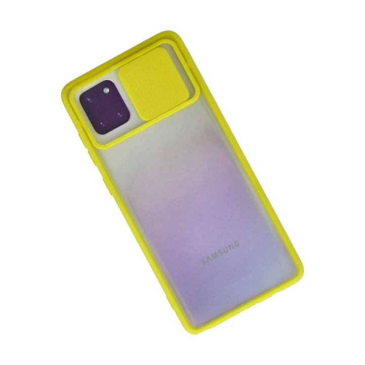 BFS  Samsung Galaxy A81 / Note 10 Lite Kılıf Palm Buzlu Kamera Sürgülü Silikon - Sarı