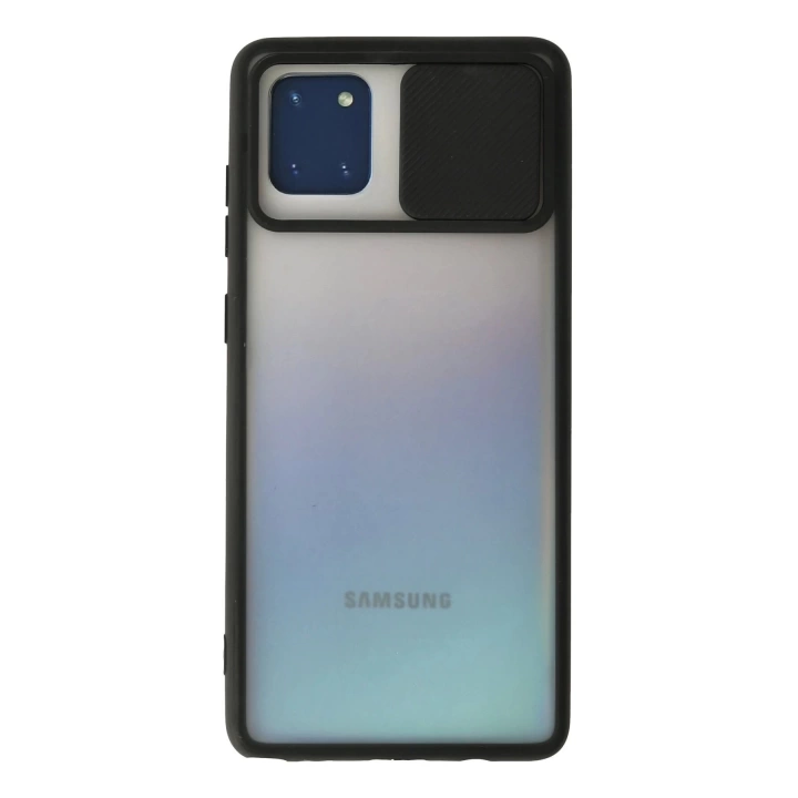 BFS  Samsung Galaxy A81 / Note 10 Lite Kılıf Palm Buzlu Kamera Sürgülü Silikon - Siyah