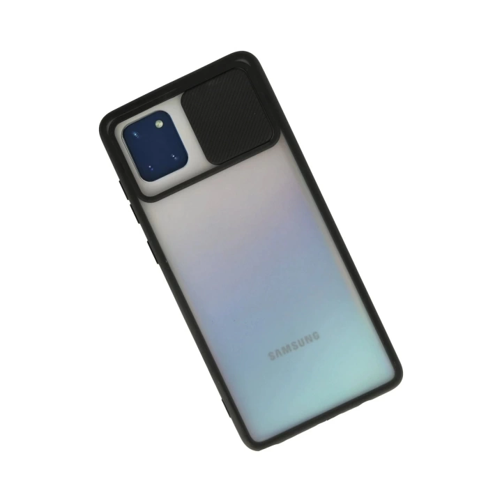 BFS  Samsung Galaxy A81 / Note 10 Lite Kılıf Palm Buzlu Kamera Sürgülü Silikon - Siyah
