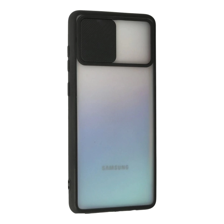 BFS  Samsung Galaxy A81 / Note 10 Lite Kılıf Palm Buzlu Kamera Sürgülü Silikon - Siyah
