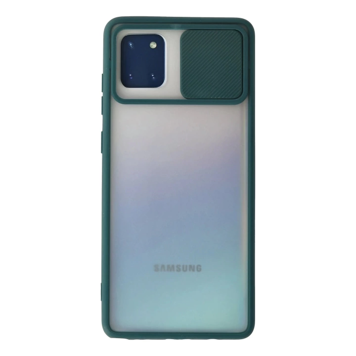 BFS  Samsung Galaxy A81 / Note 10 Lite Kılıf Palm Buzlu Kamera Sürgülü Silikon - Yeşil