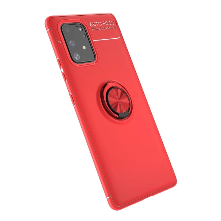 BFS  Samsung Galaxy A91 / S10 Lite Kılıf Range Yüzüklü Silikon - Kırmızı