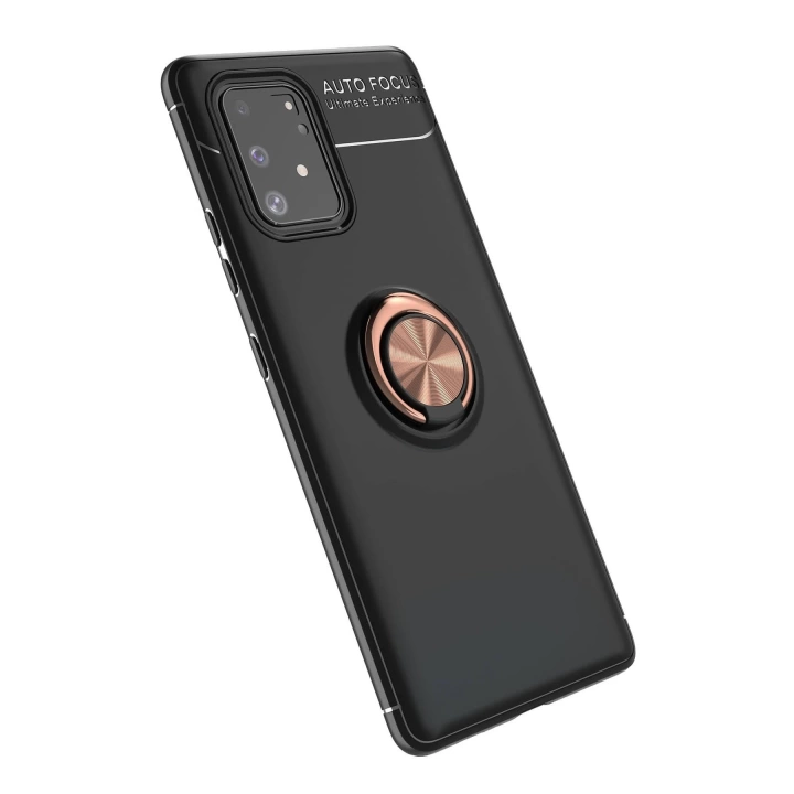 BFS  Samsung Galaxy A91 / S10 Lite Kılıf Range Yüzüklü Silikon - Siyah-Gold