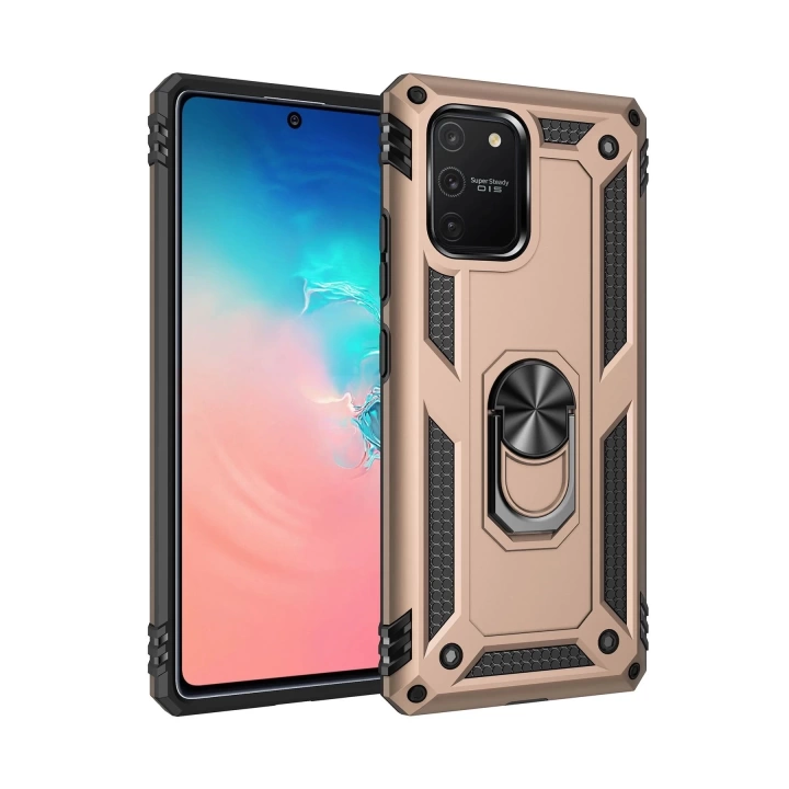 BFS Samsung Galaxy A91 / S10 Lite Kılıf Sofya Yüzüklü Silikon Kapak - Gold
