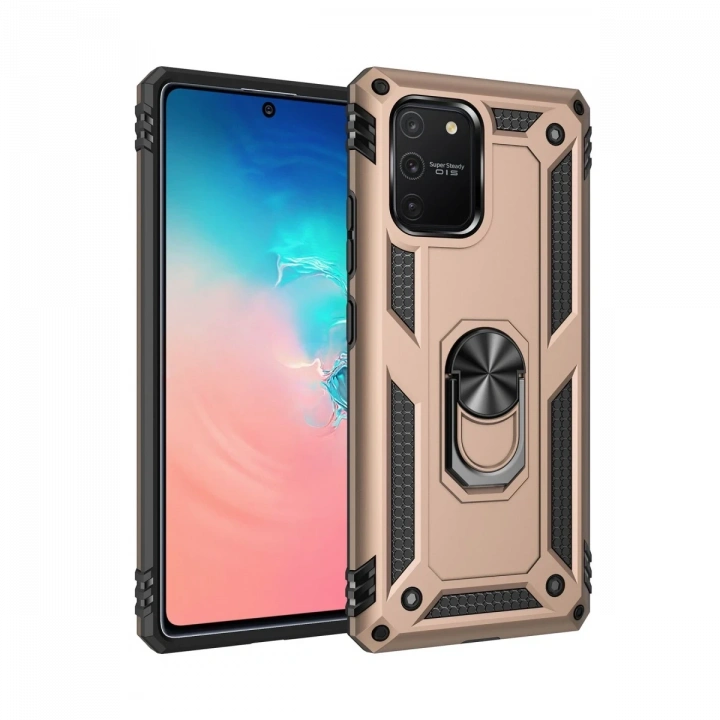 BFS  Samsung Galaxy A91 / S10 Lite Kılıf Sofya Yüzüklü Silikon Kapak - Gold