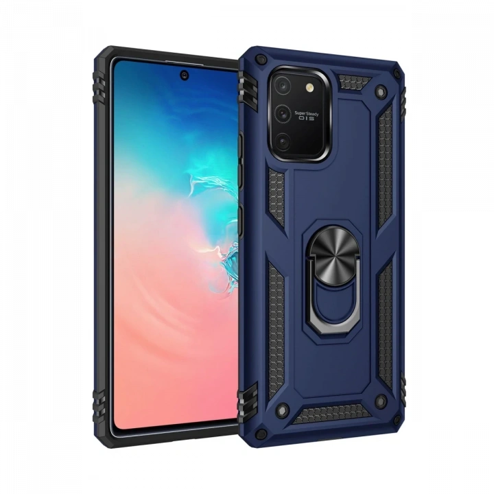 BFS  Samsung Galaxy A91 / S10 Lite Kılıf Sofya Yüzüklü Silikon Kapak - Lacivert