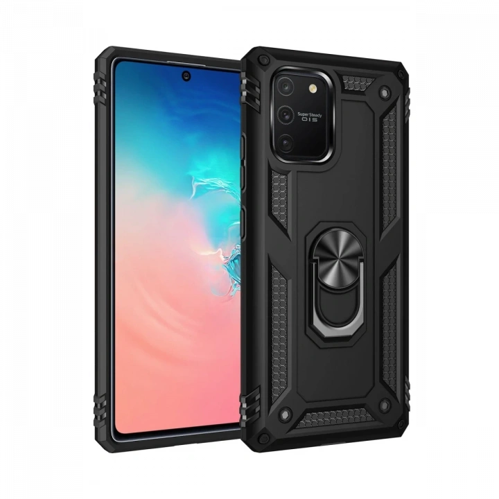 BFS  Samsung Galaxy A91 / S10 Lite Kılıf Sofya Yüzüklü Silikon Kapak - Siyah