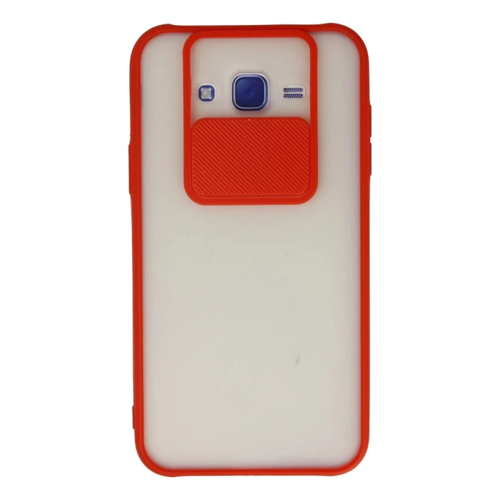 BFS  Samsung Galaxy J7 Kılıf Palm Buzlu Kamera Sürgülü Silikon - Kırmızı