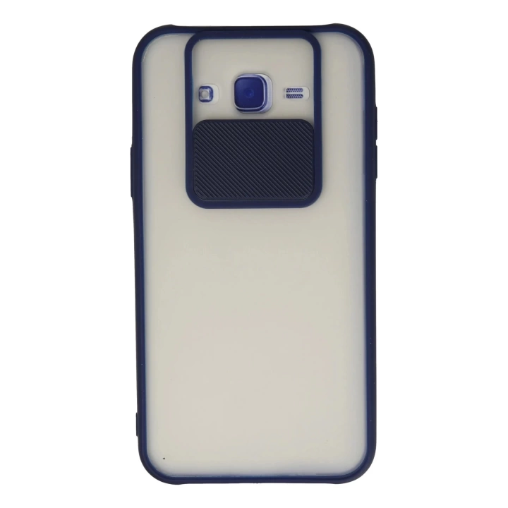 BFS  Samsung Galaxy J7 Kılıf Palm Buzlu Kamera Sürgülü Silikon - Lacivert