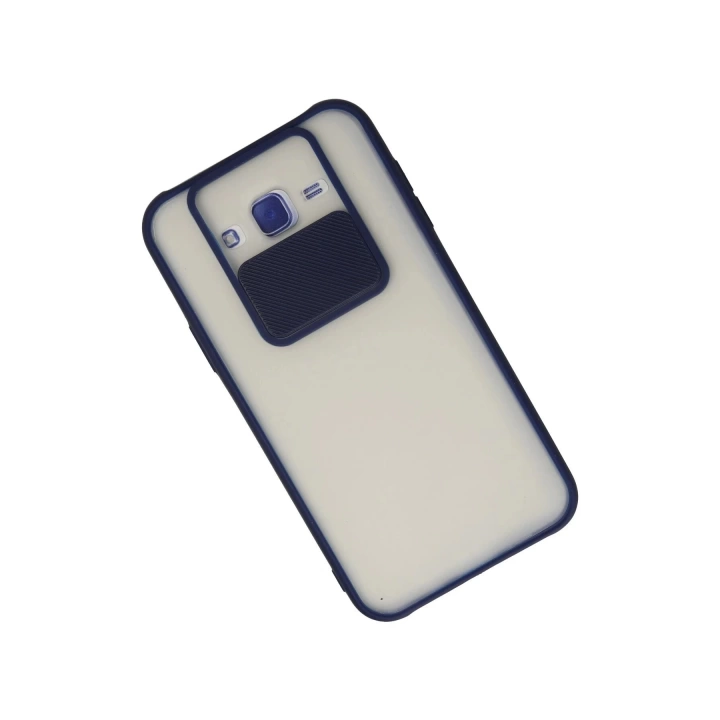 BFS  Samsung Galaxy J7 Kılıf Palm Buzlu Kamera Sürgülü Silikon - Lacivert
