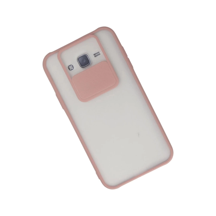 BFS  Samsung Galaxy J7 Kılıf Palm Buzlu Kamera Sürgülü Silikon - Pembe