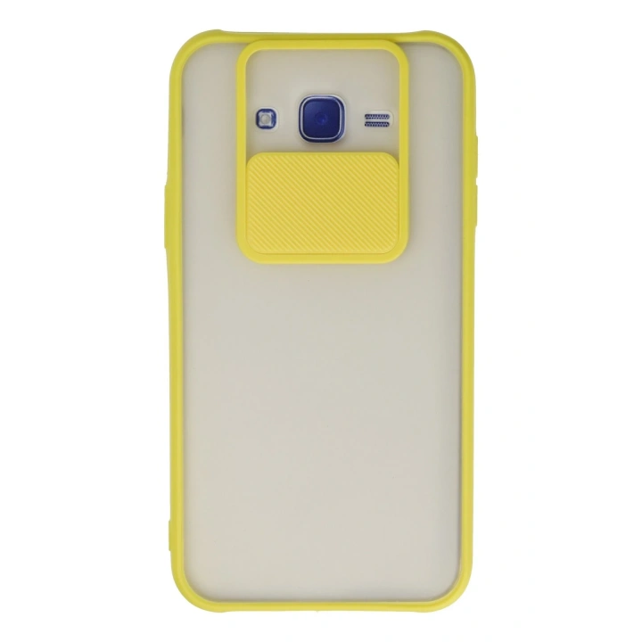BFS  Samsung Galaxy J7 Kılıf Palm Buzlu Kamera Sürgülü Silikon - Sarı