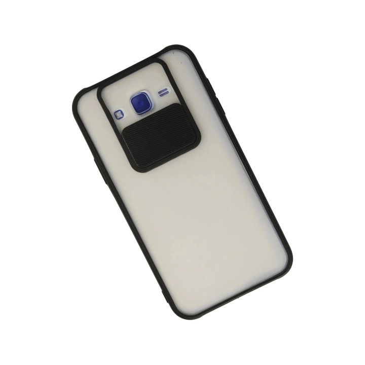 BFS  Samsung Galaxy J7 Kılıf Palm Buzlu Kamera Sürgülü Silikon - Siyah