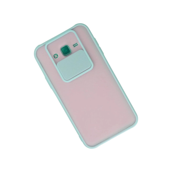 BFS  Samsung Galaxy J7 Kılıf Palm Buzlu Kamera Sürgülü Silikon - Turkuaz