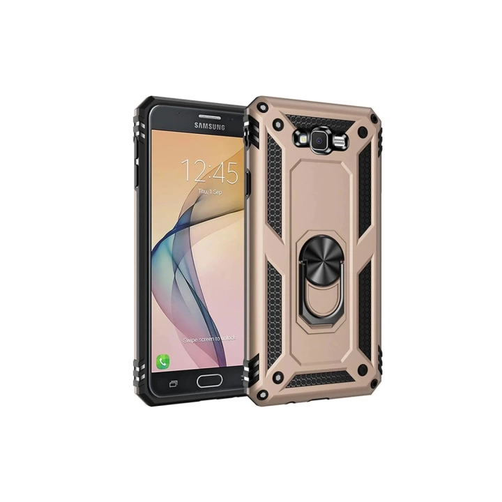 BFS  Samsung Galaxy J7 Kılıf Sofya Yüzüklü Silikon Kapak - Gold