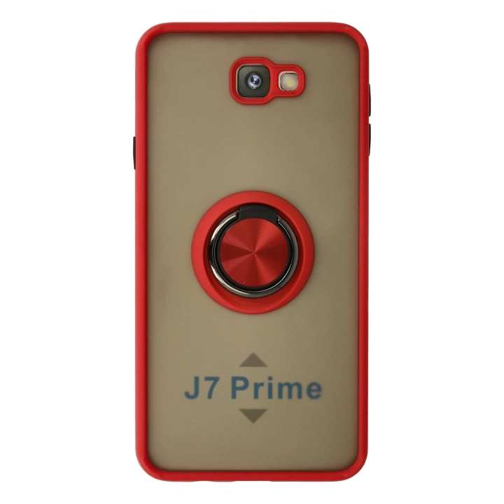 BFS  Samsung Galaxy J7 Prime Kılıf Montreal Yüzüklü Silikon Kapak - Kırmızı