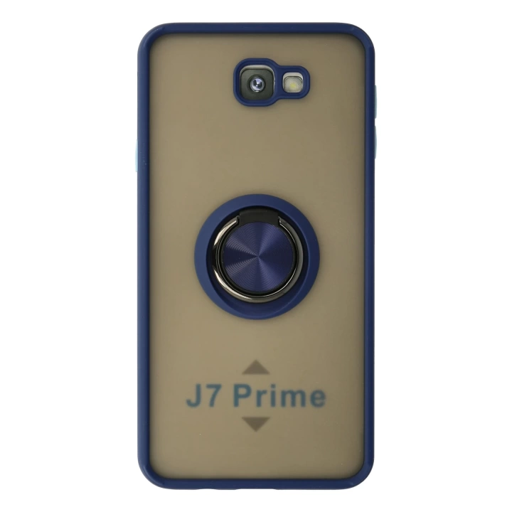 BFS  Samsung Galaxy J7 Prime Kılıf Montreal Yüzüklü Silikon Kapak - Lacivert