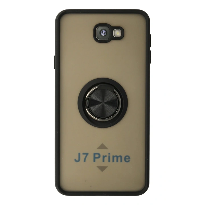 BFS  Samsung Galaxy J7 Prime Kılıf Montreal Yüzüklü Silikon Kapak - Siyah