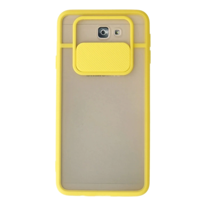 BFS  Samsung Galaxy J7 Prime Kılıf Palm Buzlu Kamera Sürgülü Silikon - Sarı