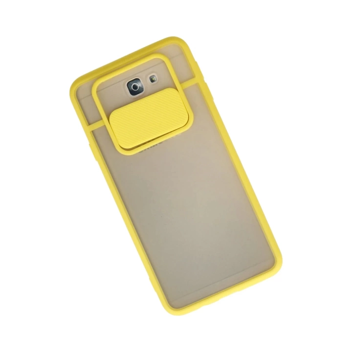 BFS  Samsung Galaxy J7 Prime Kılıf Palm Buzlu Kamera Sürgülü Silikon - Sarı