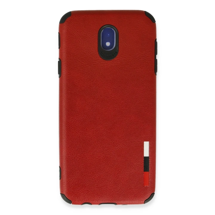 BFS  Samsung Galaxy J7 Pro / J730 Kılıf Loop Deri Silikon - Kırmızı