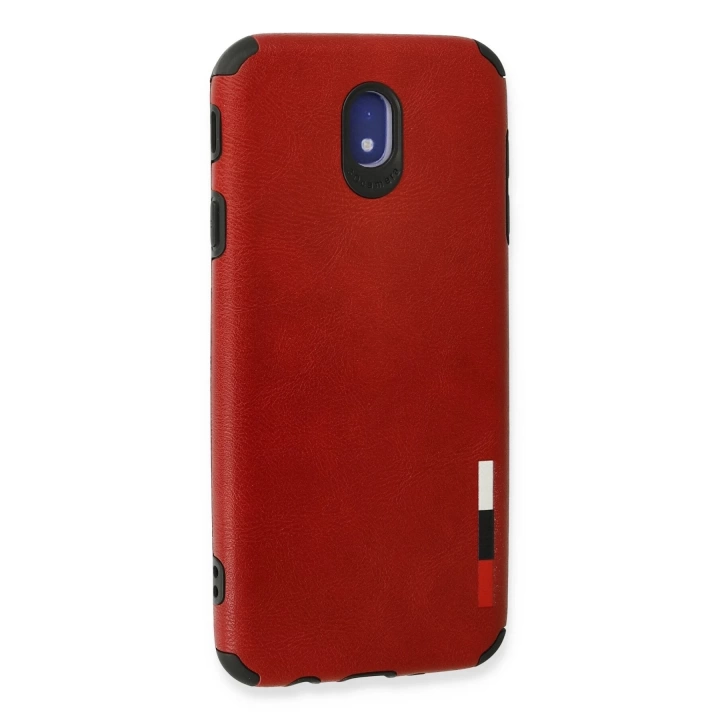 BFS  Samsung Galaxy J7 Pro / J730 Kılıf Loop Deri Silikon - Kırmızı