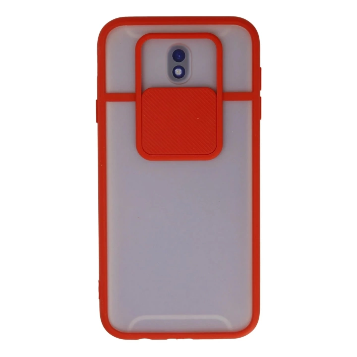 BFS  Samsung Galaxy J7 Pro / J730 Kılıf Palm Buzlu Kamera Sürgülü Silikon - Kırmızı