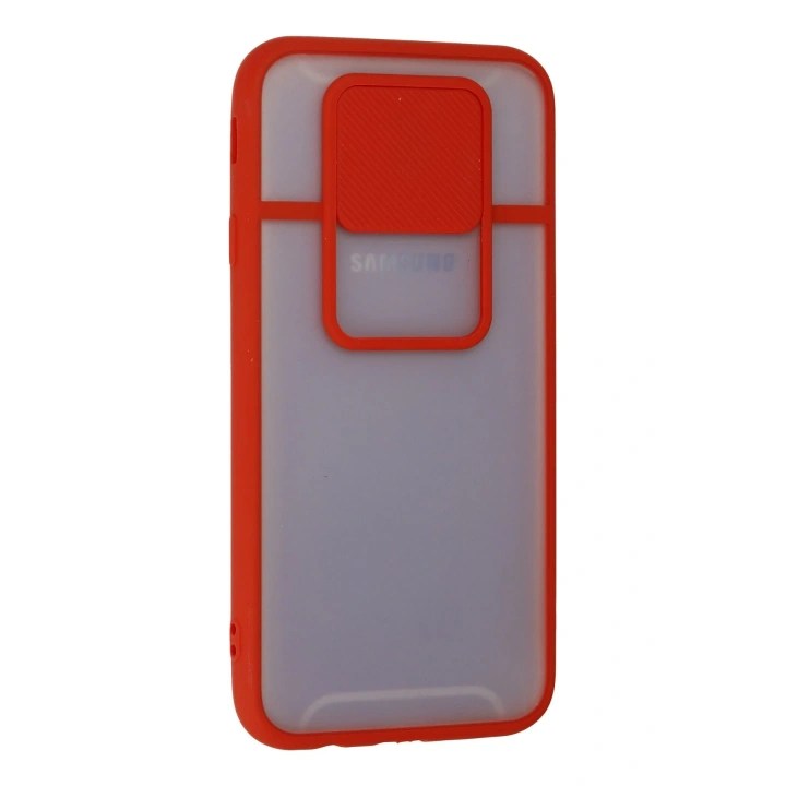 BFS  Samsung Galaxy J7 Pro / J730 Kılıf Palm Buzlu Kamera Sürgülü Silikon - Kırmızı