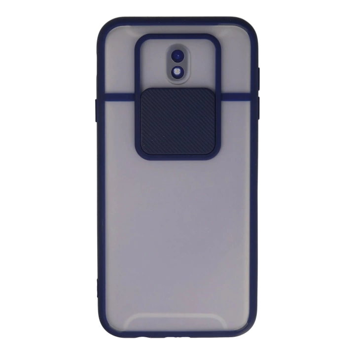 BFS  Samsung Galaxy J7 Pro / J730 Kılıf Palm Buzlu Kamera Sürgülü Silikon - Lacivert