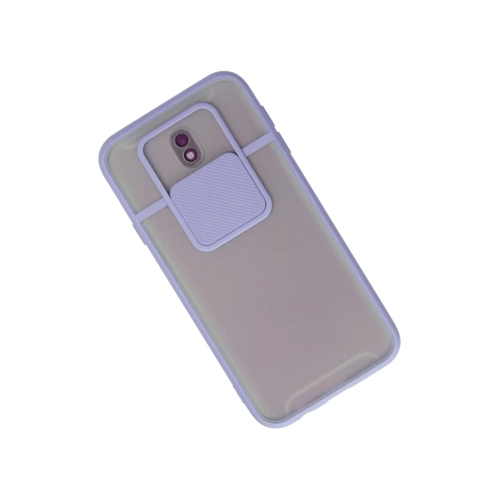 BFS  Samsung Galaxy J7 Pro / J730 Kılıf Palm Buzlu Kamera Sürgülü Silikon - Lila